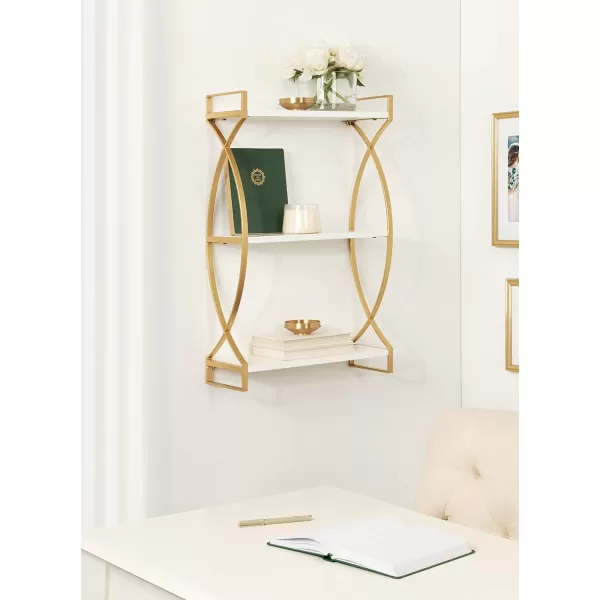 Kate and Laurel Arietta Modern Glam 3Tier Wood and Metal Shelf 18 x 7 x 28 White and Silver Chic Contemporary Storage and DecorWhite