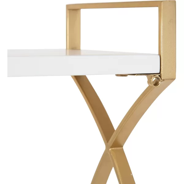 Kate and Laurel Arietta Modern Glam 3Tier Wood and Metal Shelf 18 x 7 x 28 White and Silver Chic Contemporary Storage and DecorWhite