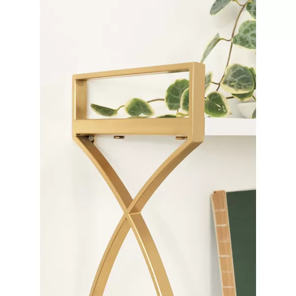 Kate and Laurel Arietta Modern Glam 3Tier Wood and Metal Shelf 18 x 7 x 28 White and Silver Chic Contemporary Storage and DecorWhite