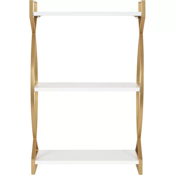 Kate and Laurel Arietta Modern Glam 3Tier Wood and Metal Shelf 18 x 7 x 28 White and Silver Chic Contemporary Storage and DecorWhite