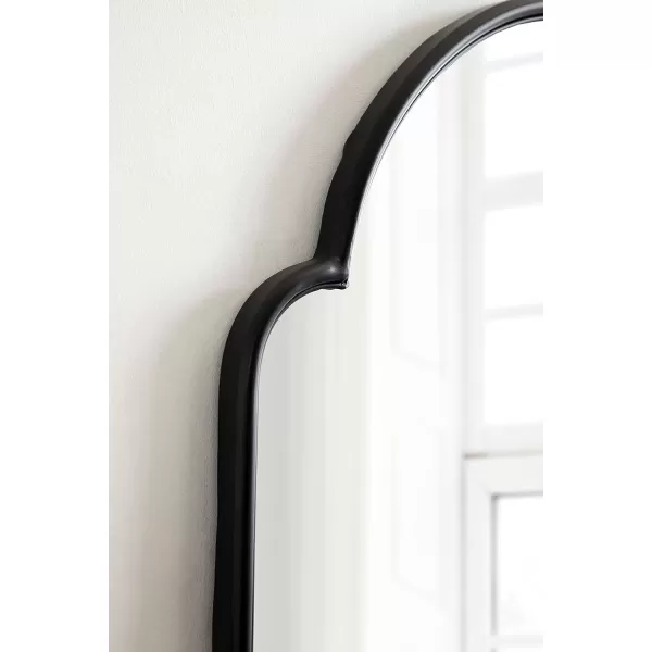 Kate and Laurel Arthell Scalloped Mirror 24 x 36 Black Modern Farmhouse Arched Scallop Wall Mirror with Sleek FrameBlack