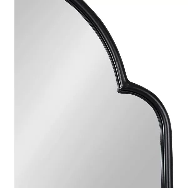 Kate and Laurel Arthell Scalloped Mirror 24 x 36 Black Modern Farmhouse Arched Scallop Wall Mirror with Sleek FrameBlack