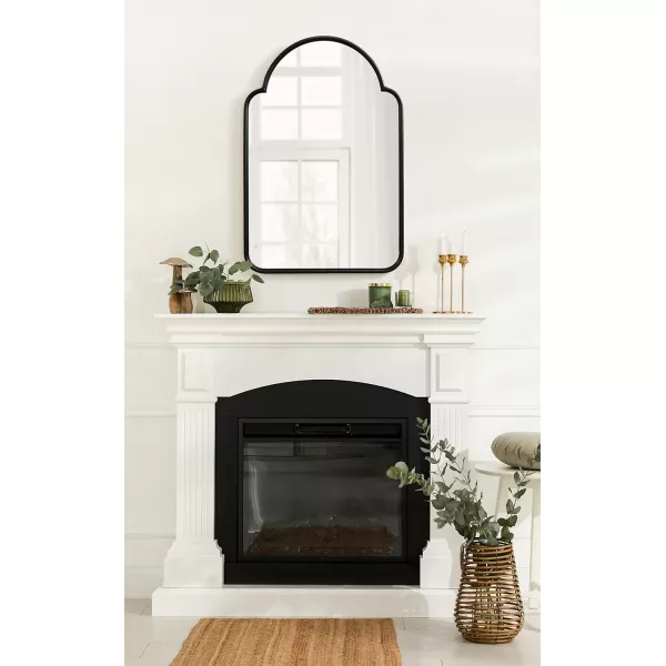 Kate and Laurel Arthell Scalloped Mirror 24 x 36 Black Modern Farmhouse Arched Scallop Wall Mirror with Sleek FrameBlack