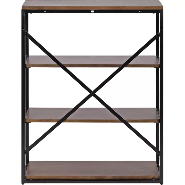 Kate and Laurel Ascott Modern Glam Rectangle Unique Versatile 4Tier Bookshelf for Use as Wall or Floor Shelf Options 24 x 32 White and GoldNaturalBlack