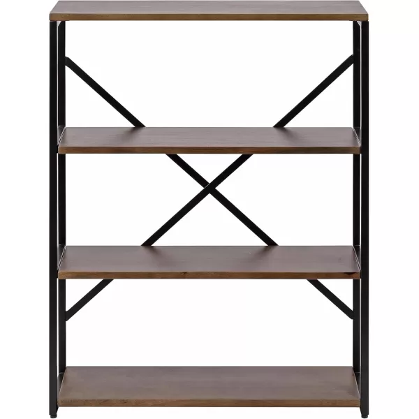 Kate and Laurel Ascott Modern Glam Rectangle Unique Versatile 4Tier Bookshelf for Use as Wall or Floor Shelf Options 24 x 32 White and GoldNaturalBlack