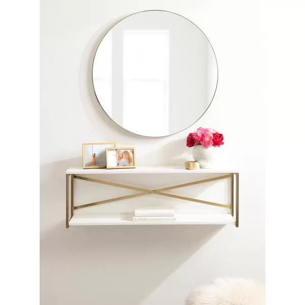 Kate and Laurel Ascott Modern Glam Rectangle Unique Versatile 4Tier Bookshelf for Use as Wall or Floor Shelf Options 24 x 32 White and GoldWhiteGold