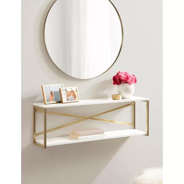 Kate and Laurel Ascott Modern Glam Rectangle Unique Versatile 4Tier Bookshelf for Use as Wall or Floor Shelf Options 24 x 32 White and GoldWhiteGold