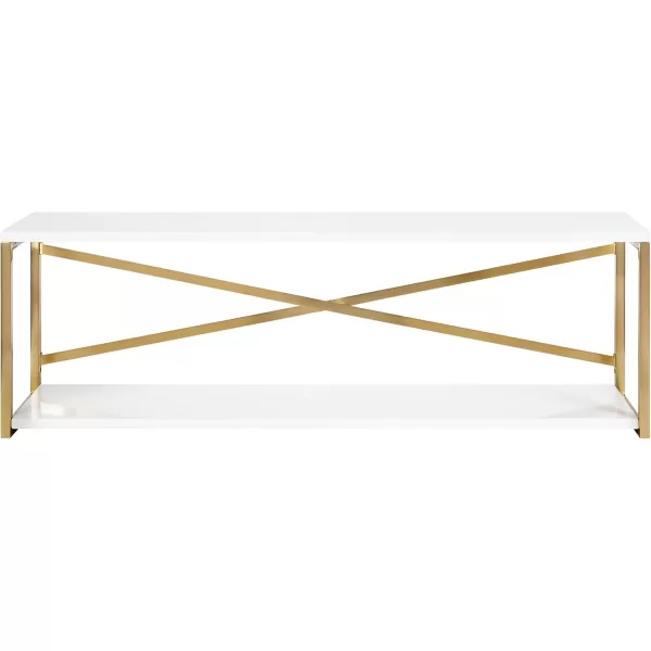 Kate and Laurel Ascott Modern Glam Rectangle Unique Versatile 4Tier Bookshelf for Use as Wall or Floor Shelf Options 24 x 32 White and GoldWhiteGold