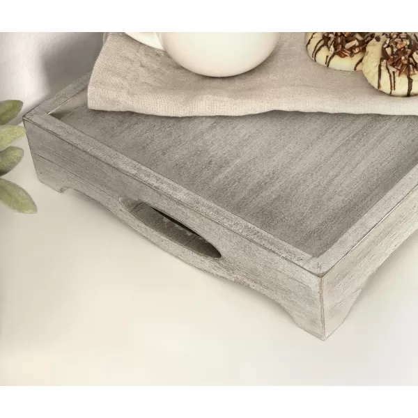 Kate and Laurel Astral Decorative Wood Tray 10x24 GrayGray