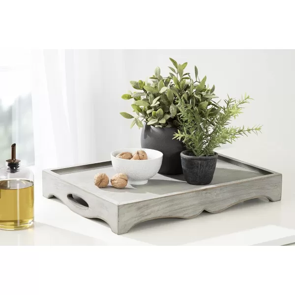Kate and Laurel Astral Decorative Wood Tray 10x24 GrayGray