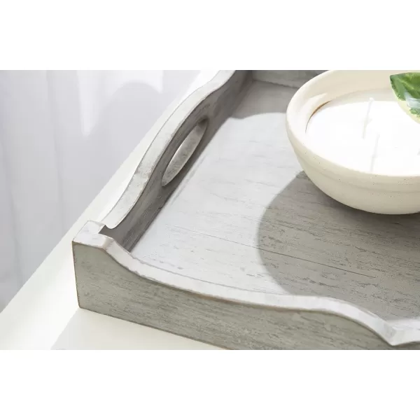 Kate and Laurel Astral Decorative Wood Tray 10x24 GrayGray