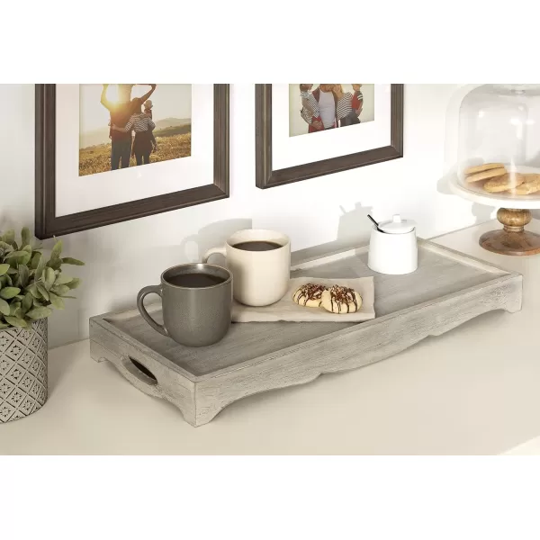 Kate and Laurel Astral Decorative Wood Tray 10x24 GrayGray
