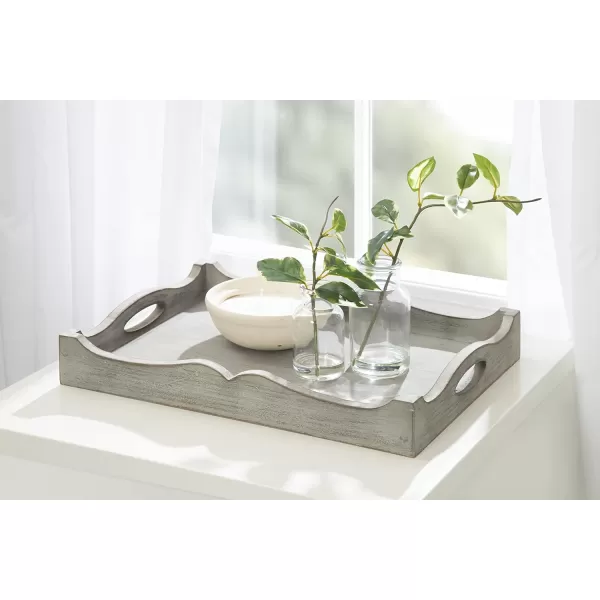 Kate and Laurel Astral Decorative Wood Tray 10x24 GrayGray