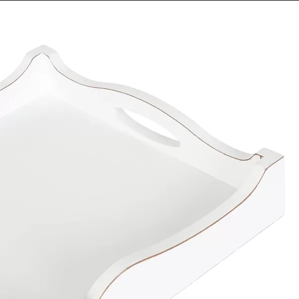 Kate and Laurel Astral Decorative Wood Tray 10x24 GrayWhite