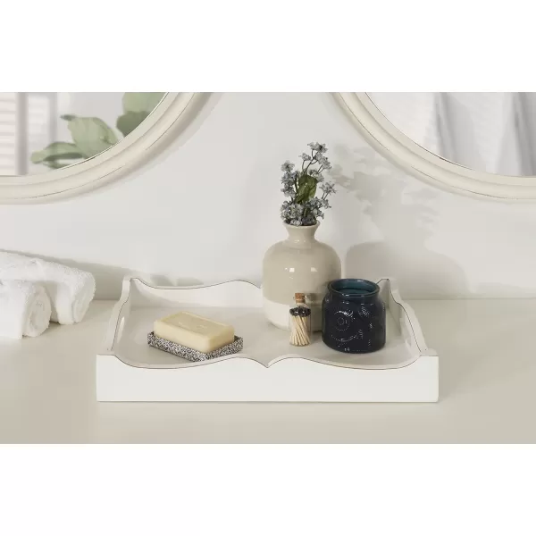 Kate and Laurel Astral Decorative Wood Tray 10x24 GrayWhite