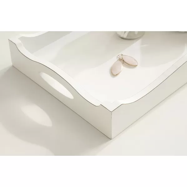 Kate and Laurel Astral Decorative Wood Tray 10x24 GrayWhite