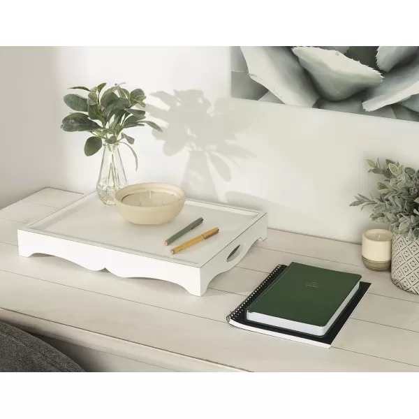 Kate and Laurel Astral Decorative Wood Tray 10x24 GrayWhite