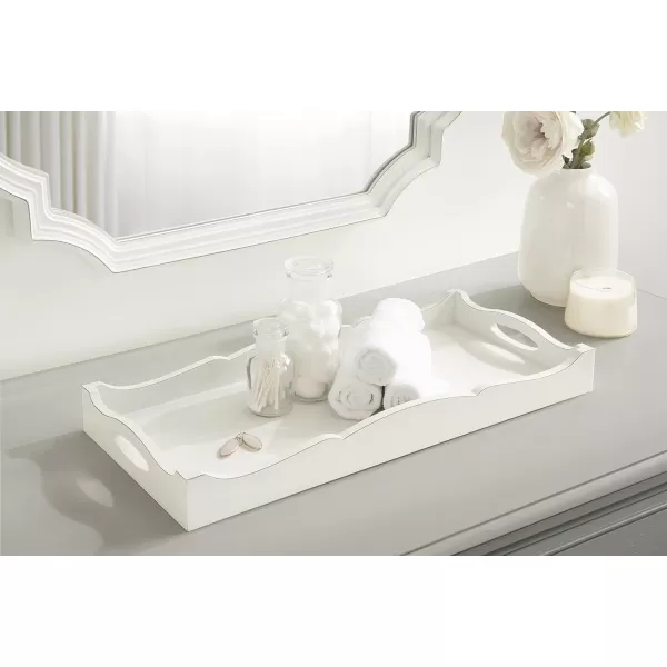 Kate and Laurel Astral Decorative Wood Tray 10x24 GrayWhite