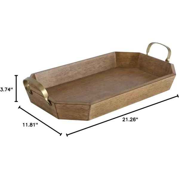 Kate and Laurel Atchison Farmhouse Tray 21x12 Brown Rustic Accent Tray for Display and Storage