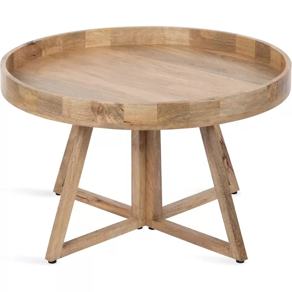 Kate and Laurel Avery Round 30 x 30 x 18 Natural Wood Decorative MidCentury Modern Coffee Table for Storage and Display 30quot DiameterNatural