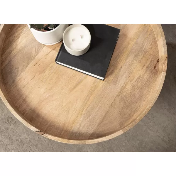 Kate and Laurel Avery Round 30 x 30 x 18 Natural Wood Decorative MidCentury Modern Coffee Table for Storage and Display 30quot DiameterNatural