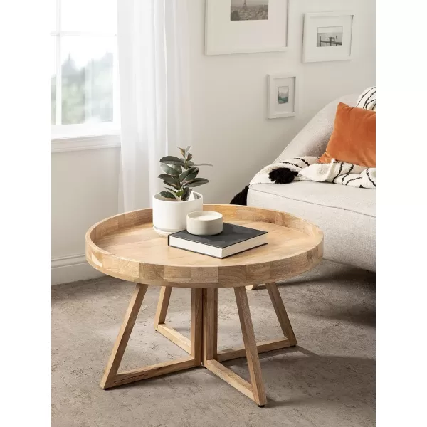 Kate and Laurel Avery Round 30 x 30 x 18 Natural Wood Decorative MidCentury Modern Coffee Table for Storage and Display 30quot DiameterNatural