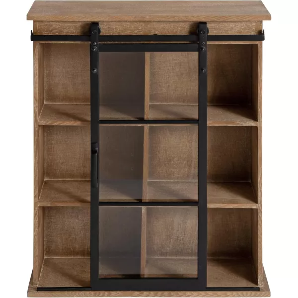 Kate and Laurel Barnhardt Decorative Wooden Wall Cabinet with Sliding Glass Door 22quot x 28quot Rustic Brown Barndoor Modern Farmhouse StorageRustic Brown