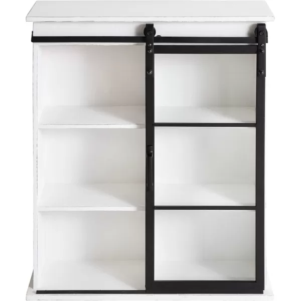 Kate and Laurel Barnhardt Decorative Wooden Wall Cabinet with Sliding Glass Door 22quot x 28quot Rustic Brown Barndoor Modern Farmhouse StorageWhite
