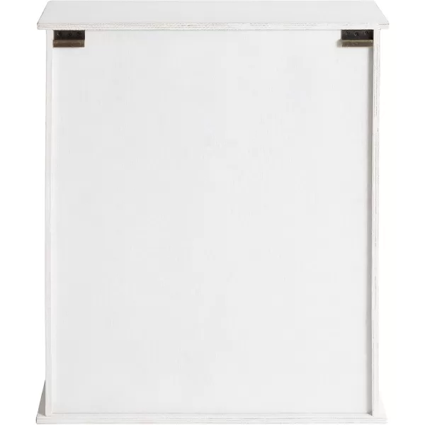 Kate and Laurel Barnhardt Decorative Wooden Wall Cabinet with Sliding Glass Door 22quot x 28quot Rustic Brown Barndoor Modern Farmhouse StorageWhite
