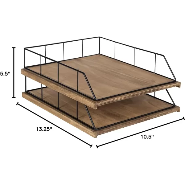 Kate and Laurel Benbrook Stacked Metal and Wood Letter Trays White and GoldRustic BrownBlack