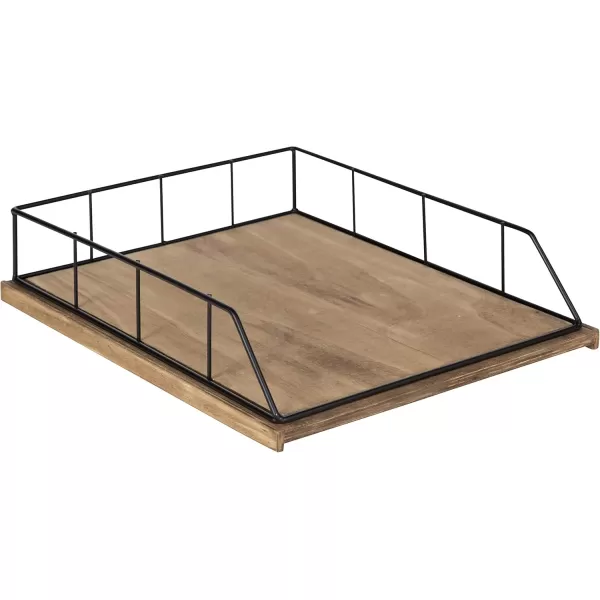 Kate and Laurel Benbrook Stacked Metal and Wood Letter Trays White and GoldRustic BrownBlack