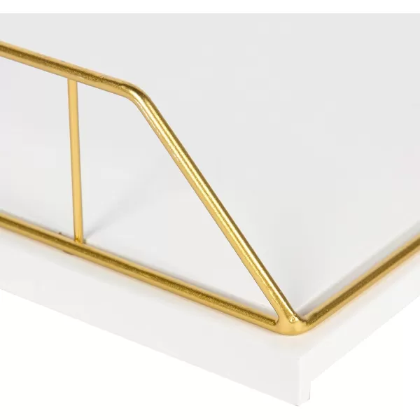 Kate and Laurel Benbrook Stacked Metal and Wood Letter Trays White and GoldWhiteGold