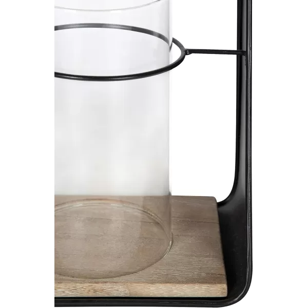 Kate and Laurel Blackwell Industrial Modern Metal and Wood Wall Sconces with Glass Cylinders Black 2 Piece Set