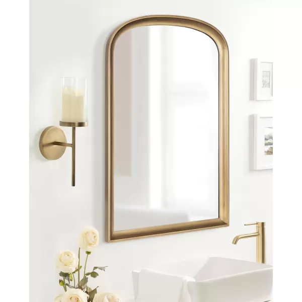 Kate and Laurel Blaise Transitional Metal Wall Sconce 5 x 6 x 14 Antique Brass Modern Round Candle Holder with Removable Glass Cylinder for Flameless CandlesGold
