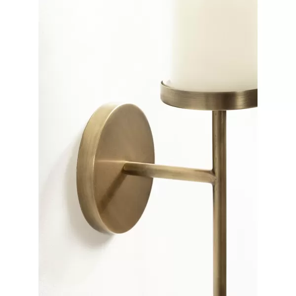 Kate and Laurel Blaise Transitional Metal Wall Sconce 5 x 6 x 14 Antique Brass Modern Round Candle Holder with Removable Glass Cylinder for Flameless CandlesGold