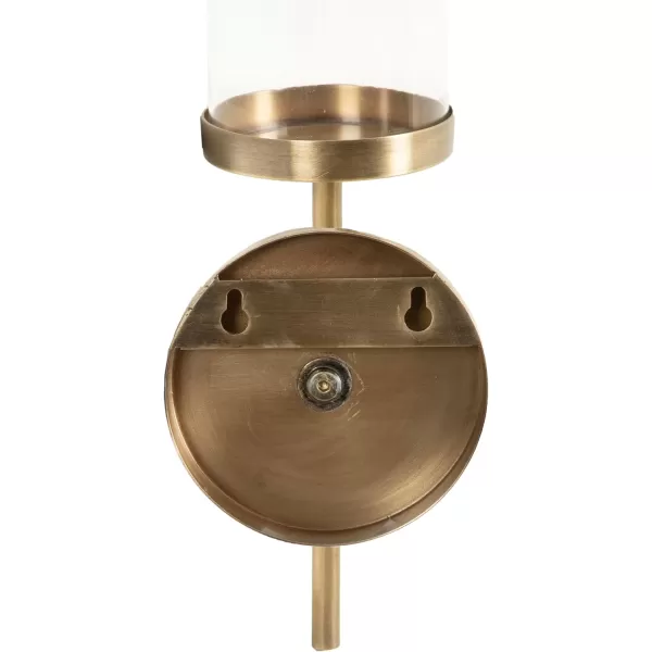 Kate and Laurel Blaise Transitional Metal Wall Sconce 5 x 6 x 14 Antique Brass Modern Round Candle Holder with Removable Glass Cylinder for Flameless CandlesGold