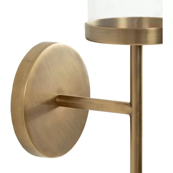 Kate and Laurel Blaise Transitional Metal Wall Sconce 5 x 6 x 14 Antique Brass Modern Round Candle Holder with Removable Glass Cylinder for Flameless CandlesGold
