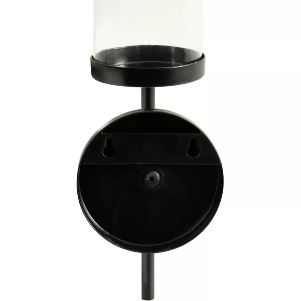 Kate and Laurel Blaise Transitional Metal Wall Sconce 5 x 6 x 14 Antique Brass Modern Round Candle Holder with Removable Glass Cylinder for Flameless CandlesBlack