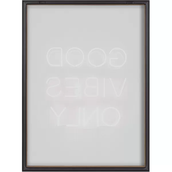 Kate and Laurel Blake Good Vibes Only Neon Sign Framed Printed Glass Wall Art by The Creative Bunch Studio 18x24 Gold Inspirational Art for Wall