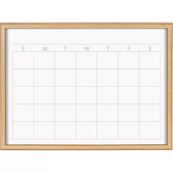 Kate and Laurel Blake Month Framed Printed Glass Dry Erase Board by The Creative Bunch Studio 18x24 Natural Monthly Calendar Printed Glass Wall Organizer