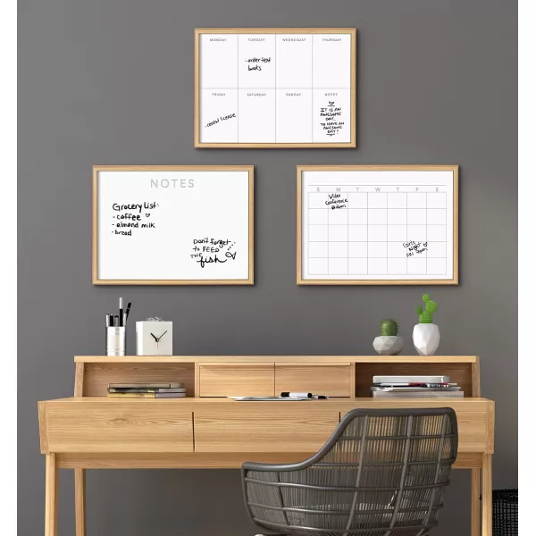 Kate and Laurel Blake Month Framed Printed Glass Dry Erase Board by The Creative Bunch Studio 18x24 Natural Monthly Calendar Printed Glass Wall Organizer