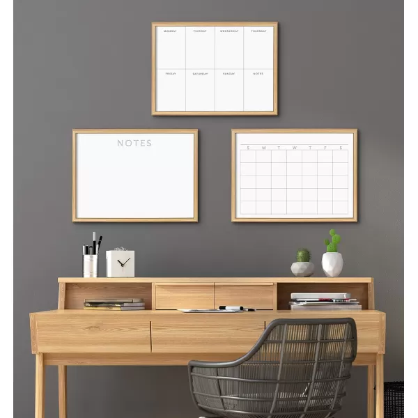 Kate and Laurel Blake Month Framed Printed Glass Dry Erase Board by The Creative Bunch Studio 18x24 Natural Monthly Calendar Printed Glass Wall Organizer