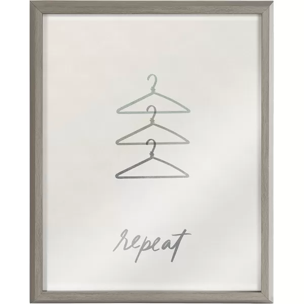 Kate and Laurel Blake Repeat Framed Printed Glass Wall Art by Elizabeth Silver 16x20 Gray Decorative Whimsical Laundry Themed Art Print for Wall