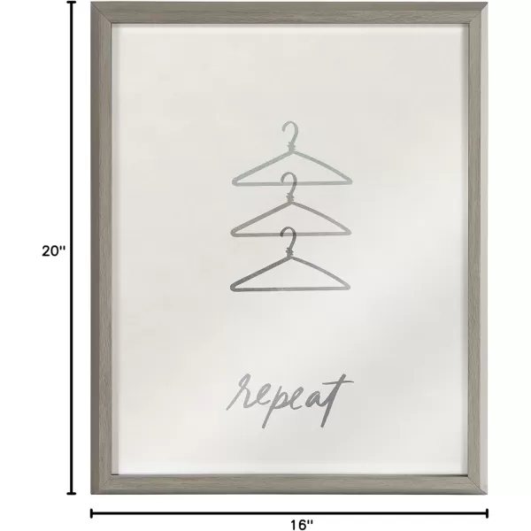 Kate and Laurel Blake Repeat Framed Printed Glass Wall Art by Elizabeth Silver 16x20 Gray Decorative Whimsical Laundry Themed Art Print for Wall