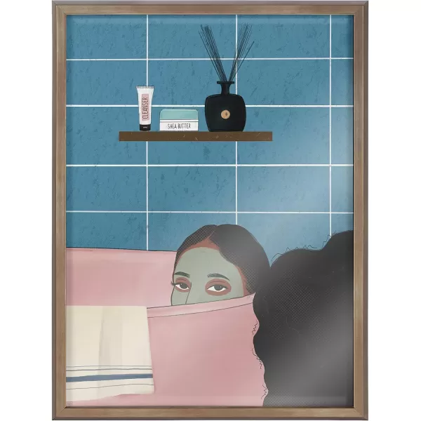 Kate and Laurel Blake Restful Rest Framed Printed Glass Wall Art by Mary Joak 18x24 Gold Decorative Chic Feminine Art for Wall