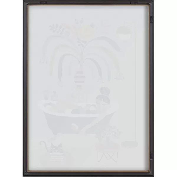 Kate and Laurel Blake Time to Relax Framed Printed Glass Wall Art by Rachel Lee 18x24 Gold Mid Century Modern Bathroom Art for Wall