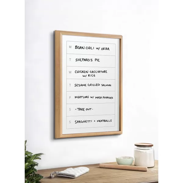 Kate and Laurel Blake Weekly Calendar or Menu Framed Printed Glass Dry Erase Board by The Creative Bunch Studio 18x24 Natural Wall Organization