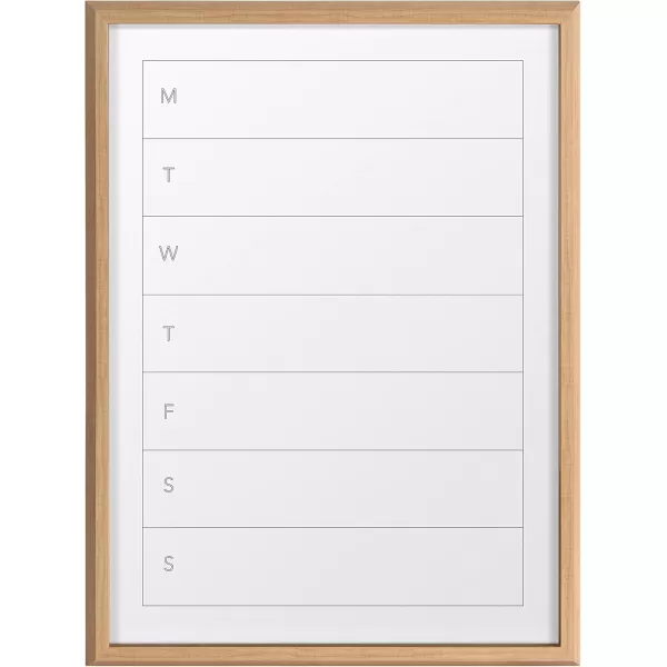 Kate and Laurel Blake Weekly Calendar or Menu Framed Printed Glass Dry Erase Board by The Creative Bunch Studio 18x24 Natural Wall Organization