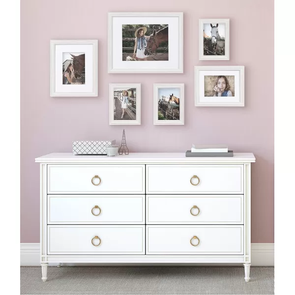 Kate and Laurel Bordeaux Coastal Gallery Frame Wall Kit Set of 6 Whitewash Chic Photo Frames for Wall