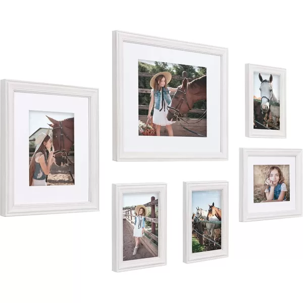 Kate and Laurel Bordeaux Coastal Gallery Frame Wall Kit Set of 6 Whitewash Chic Photo Frames for Wall